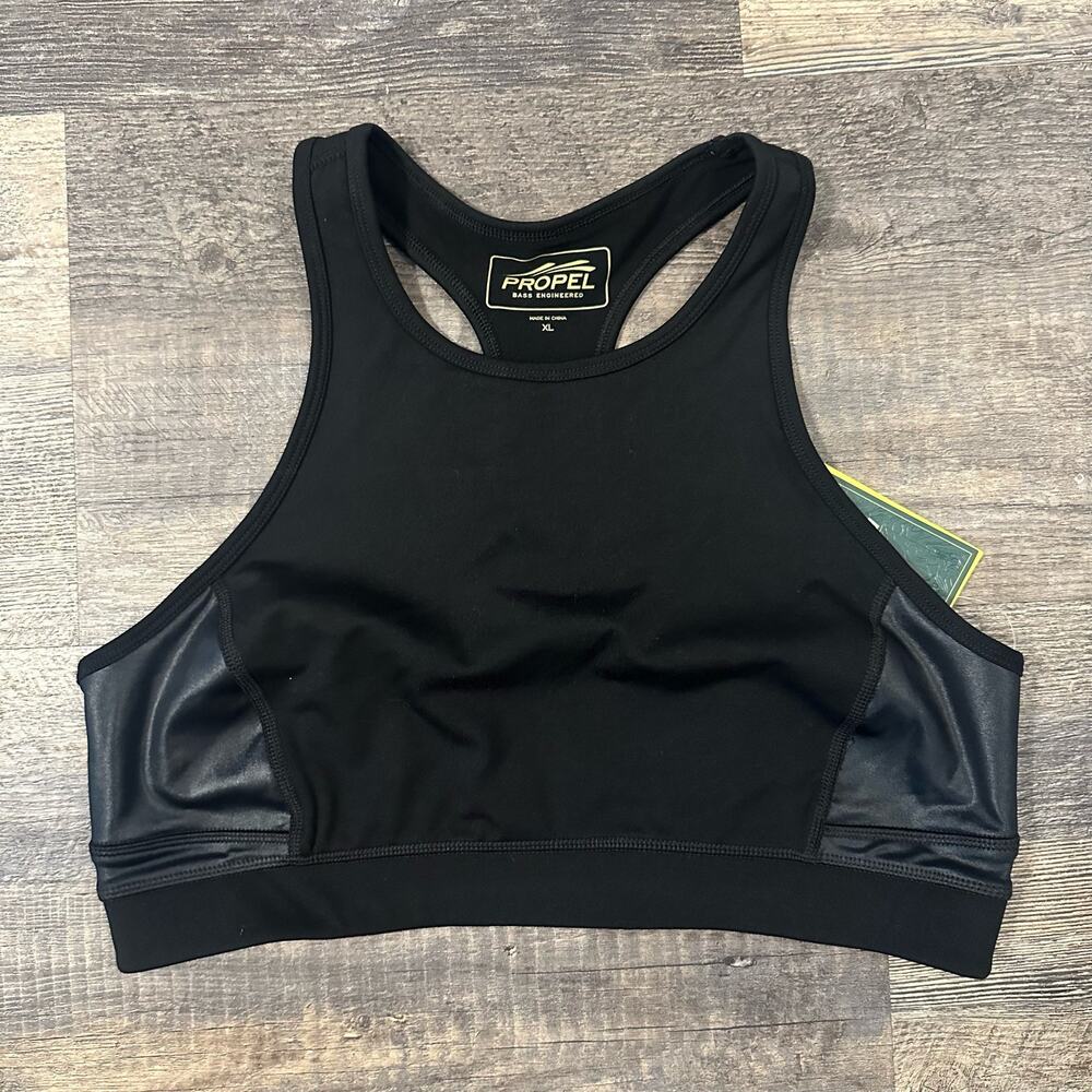 Propel Women's Black Solid Stretch Crew Neck Racerback Sport Bra Size XL